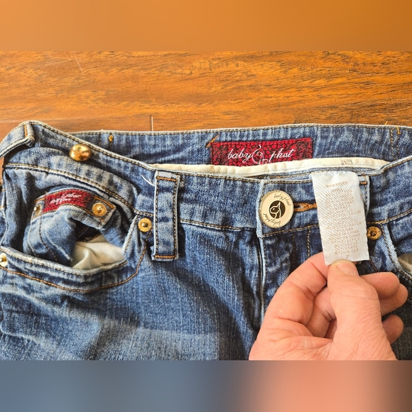 Vintage Baby Phat Jeans Womens Size 7 Distressed Holes Designed Pockets Unique - Picture 4 of 8